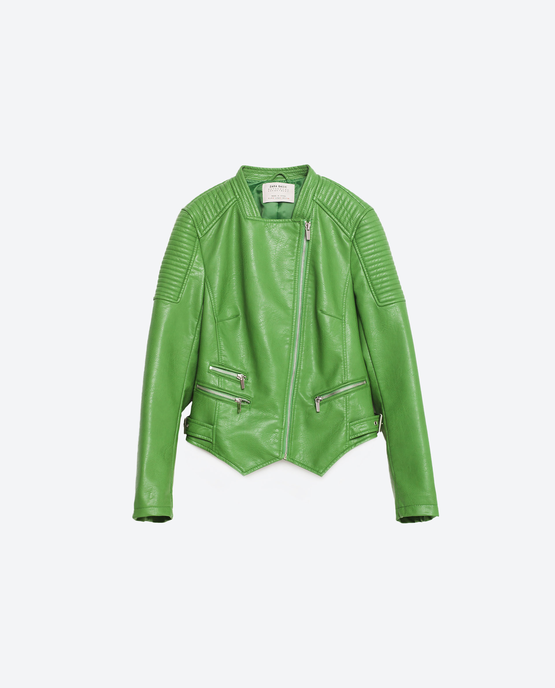 Zara Faux Leather Jacket in Green | Lyst